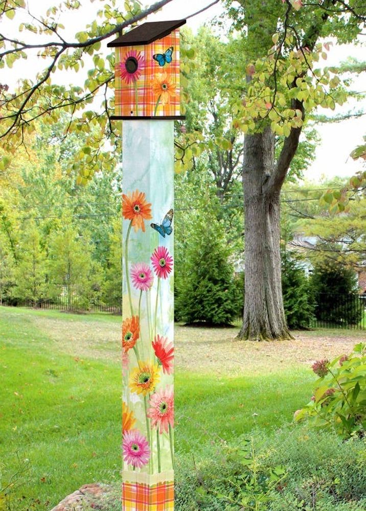 Birdhouse Art Pole 6' Gerbera Daisy